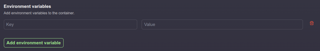 Add environment variables to your container