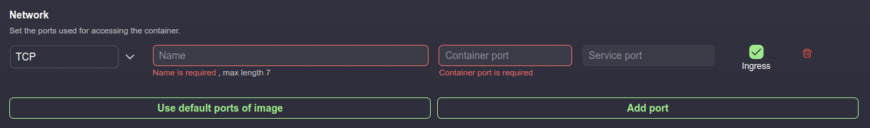 Choosing the ports exposed by the container